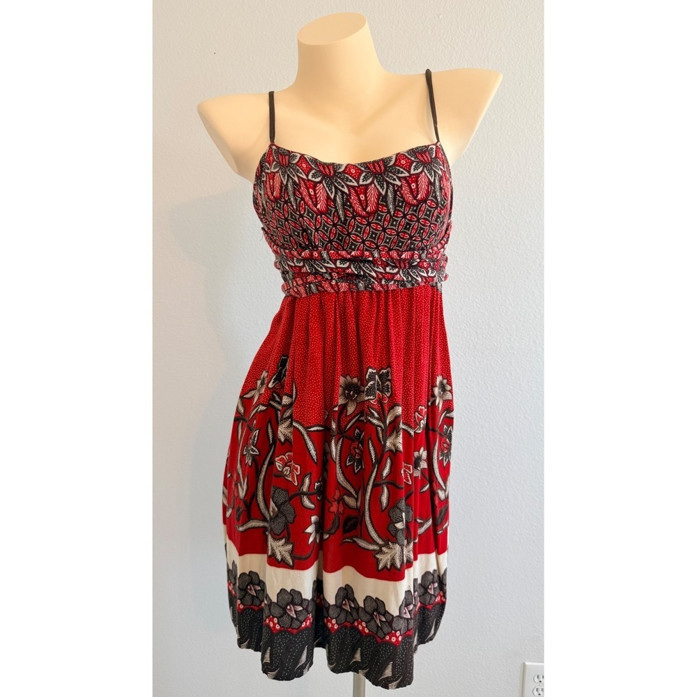 🌹 VTG 90s/Y2K Forever Rose Tag Red Floral Babydoll Dress